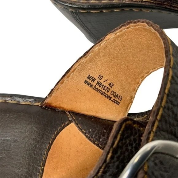 BORN Brown Leather Wedge Slide Comfort Sandals Size 10 - Picture 6 of 6